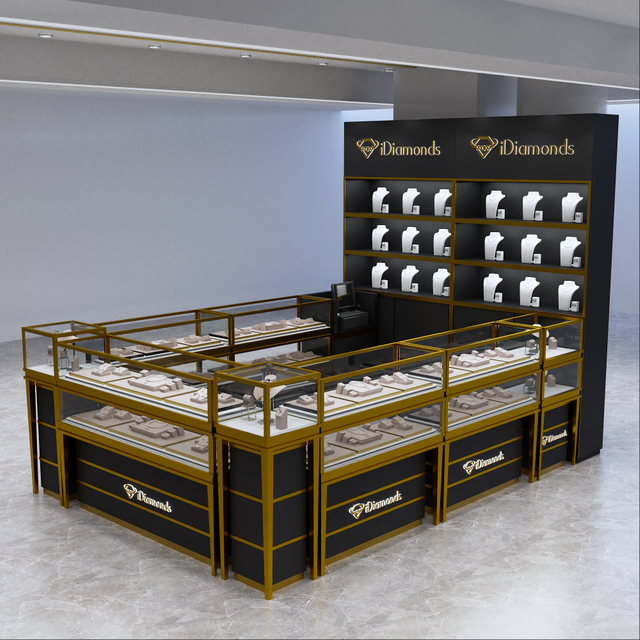 كشك مجوهرات أسود مزدوج